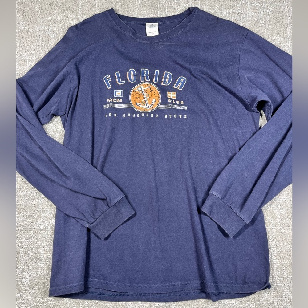 Florida Yacht Club Sunshine State Long Sleeve T-Shirt Blue Adult Sz Large